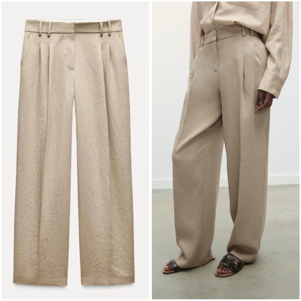 ZARA STRAIGHT CUT PLEATED PANTS